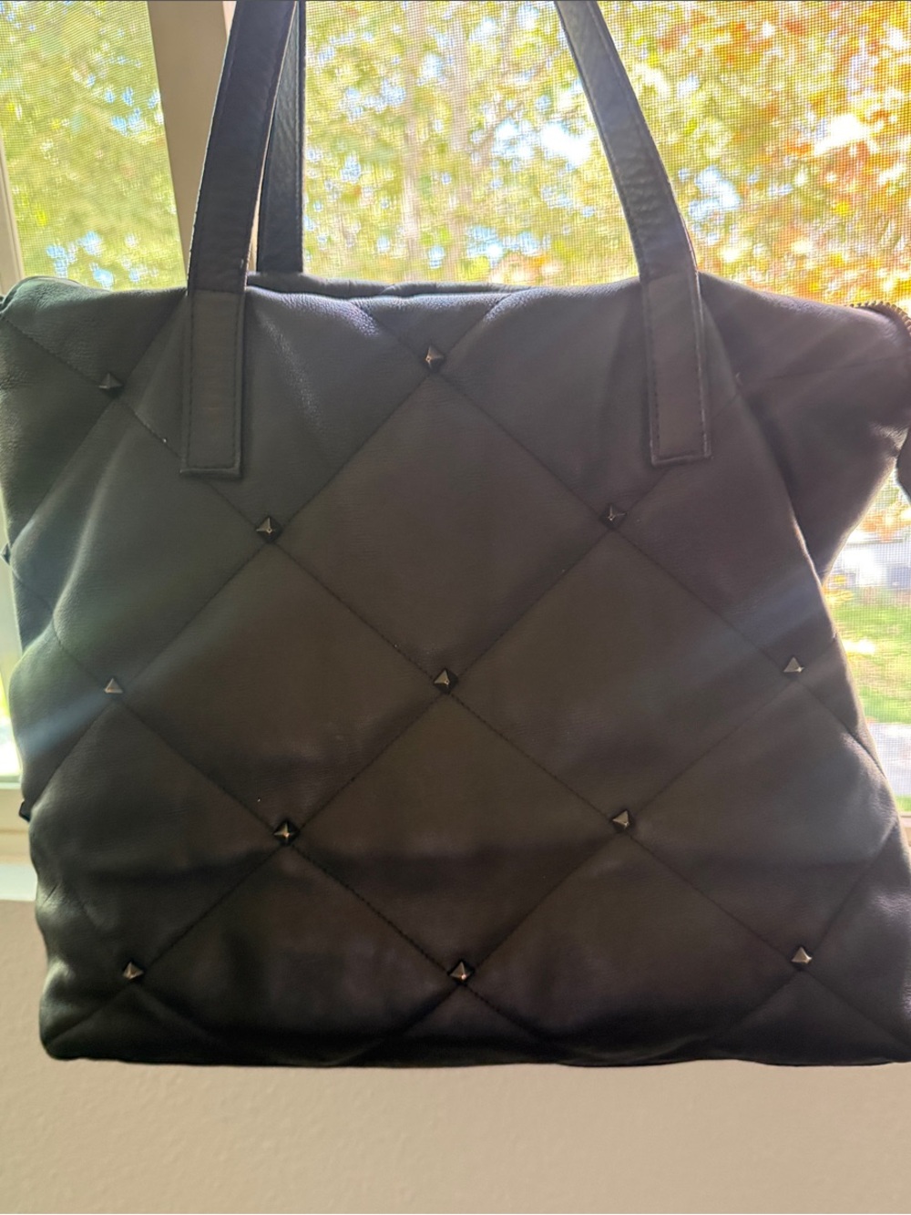 A. Bellucci Genuine Leather Handbag - Black spikes on one side
